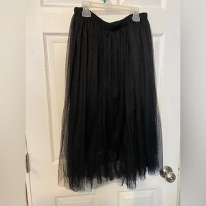 Chic Black Tulle A-Line Skirt
